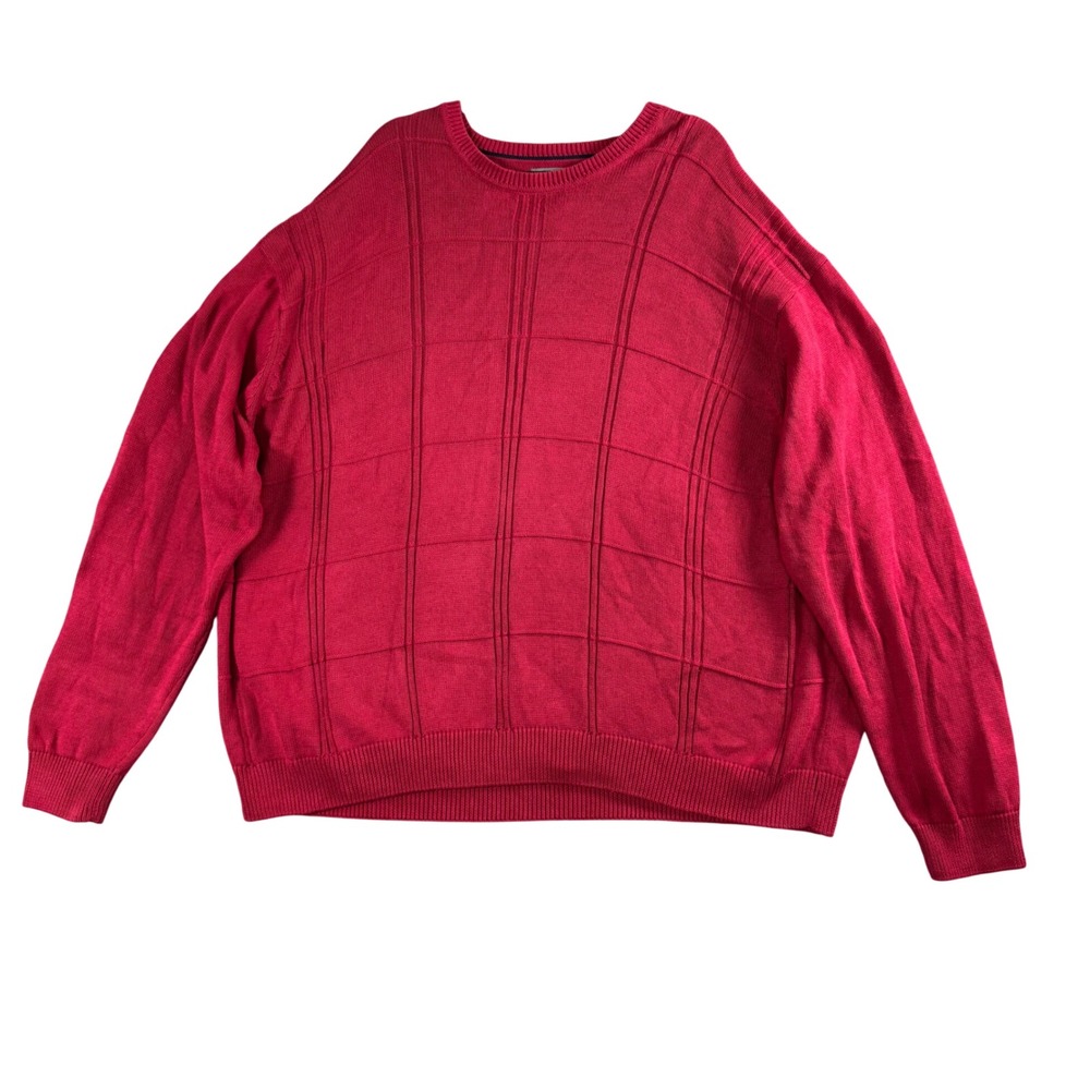 Saddlebred Mens Red‎ Textured Knit Crewneck Sweater Classic Cozy 3XB Grandpacore
